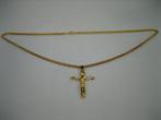 Goudkleurig Kruis met 14k echte vergulding en Punnik collier, Overige materialen, Verzenden, Nieuw, Kruis of Symbool