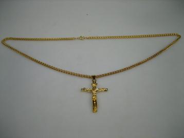 Goudkleurig Kruis met 14k echte vergulding en Punnik collier beschikbaar voor biedingen