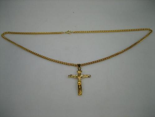 Goudkleurig Kruis met 14k echte vergulding en Punnik collier, Sieraden, Tassen en Uiterlijk, Kettinghangers, Nieuw, Overige materialen