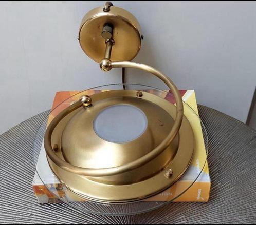 Steinhauer Ufo Wandlamp messing en dimbaar., Huis en Inrichting, Lampen | Wandlampen, Glas, Ophalen of Verzenden