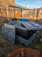 2 plastic pallet kisten met deksel opberg ba