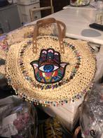 Raffia boho Ibiza schoudertas bewerkt, Nieuw, Ophalen of Verzenden, Zwart