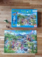 Schleich puzzel 100 stukjes met twee dinofiguren, 6 jaar of ouder, Meer dan 50 stukjes, Ophalen of Verzenden, Zo goed als nieuw