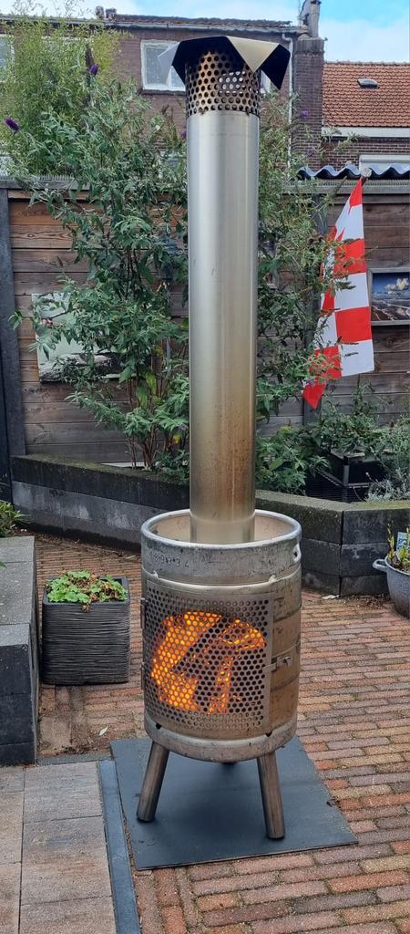 Rvs Bierfust bierfustkachel houtkachel terraskachel, Tuin en Terras, Tuinhaarden, Nieuw, Ophalen of Verzenden