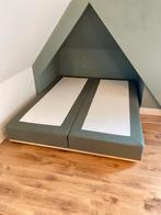 Boxspring bed 160x200 met houten onderstel, Huis en Inrichting, Slaapkamer | Boxsprings, Ophalen, Tweepersoons, Zo goed als nieuw