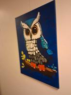Op dit schilderdoek zien jullie een geschilderde uil, Antiek en Kunst, Kunst | Schilderijen | Modern, Ophalen of Verzenden