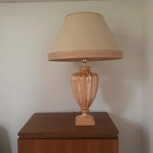 Zalmroze tafellamp schemerlamp vintage Hollywood Regency, Huis en Inrichting, Lampen | Tafellampen, Zo goed als nieuw, Minder dan 50 cm