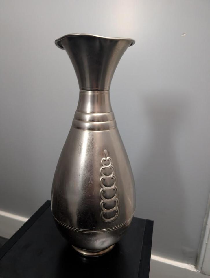 Grote Verzilverde Vaas, Huis en Inrichting, Woonaccessoires | Vazen, Gebruikt, Overige kleuren, Minder dan 50 cm, Overige materialen