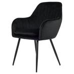 Viola Eetkamerstoel - Zwart - Velvet, Zwart, Nieuw, Ophalen of Verzenden, Vier