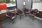 Herman Miller Vitra Dax glasvezel - leder fauteuils / thonet, Bruin, Ophalen of Verzenden, Vier, Mid-century