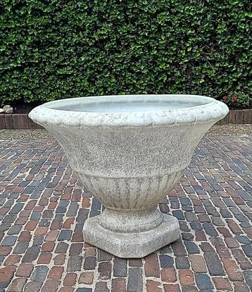 Ronde kunststof planten/bloemen bak grijs gemêleerd beschikbaar voor biedingen