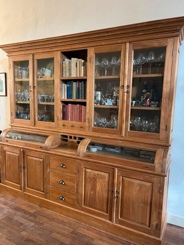 Teak gruttuerskast XL buffetkast bolglazen kleppen, Huis en Inrichting, Kasten | Buffetkasten, Gebruikt, 200 cm of meer, 200 cm of meer