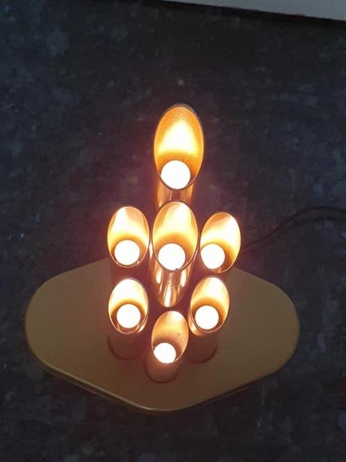 Tafellamp vintage 7 buizen tubes goud, Huis en Inrichting, Lampen | Tafellampen, Metaal, Ophalen