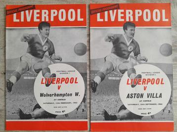 2 X Liverpool Wedstrijd programma's 1964/65 beschikbaar voor biedingen