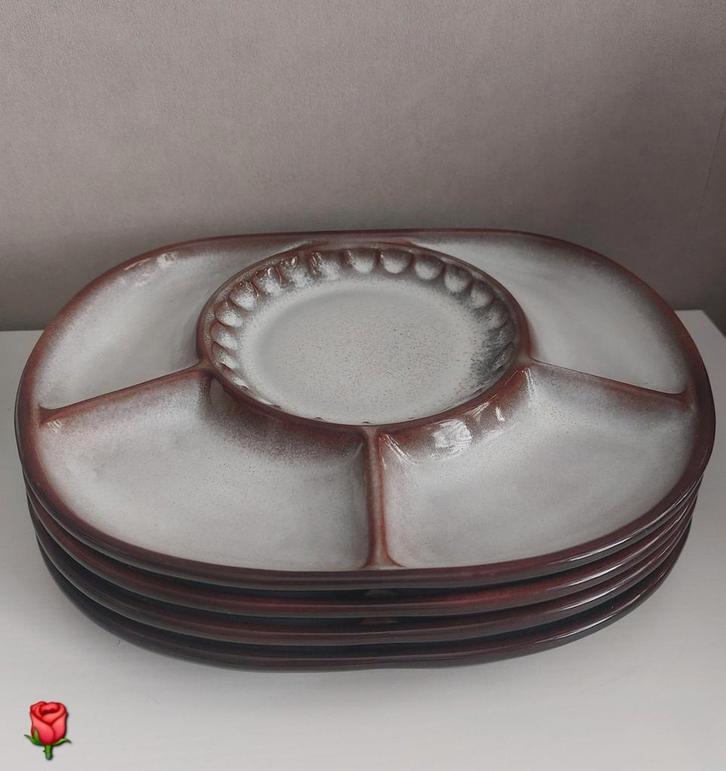 4 Vintage keramische vakken borden van Steuler 24 cm, Antiek en Kunst, Antiek | Keramiek en Aardewerk, Ophalen of Verzenden