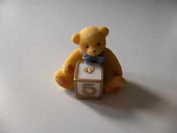 Cherished Teddies beeldje / beertje met cijfer blokje 5 beschikbaar voor biedingen