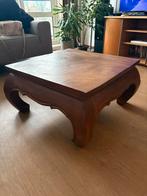 Bruine houten salontafel, Ophalen, Gebruikt, 100 tot 150 cm, Vierkant