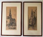 2 Etsen van Leiden door M.E. Roodenburg, Antiek en Kunst, Ophalen of Verzenden