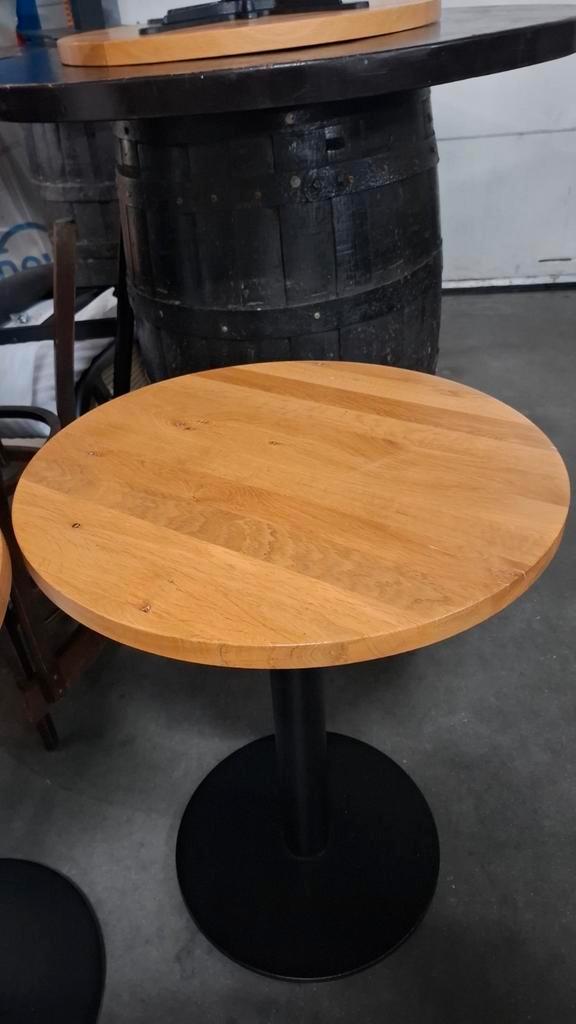 16 horeca eiken satelliet meubels tafels 60x60 en rond 60 cm, Huis en Inrichting, Tafels | Bijzettafels, Zo goed als nieuw, Rond