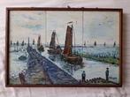 schilderij, tegels, olieverf, boten, haven, bunschoten, Ophalen