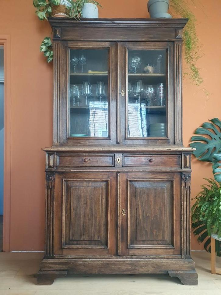 Buffetkast / vitrinekast antiek/retro/vintage, Huis en Inrichting, Kasten | Buffetkasten, Gebruikt, 200 cm of meer, 100 tot 150 cm