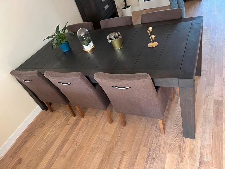 Mooie Kwaliteit Eiken eettafel met 6 stoelen (ook los), Huis en Inrichting, Tafels | Eettafels, Gebruikt, 100 tot 150 cm, 200 cm of meer