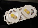 Flora Keramiek Gouda Cakeschaal met 6 bordjes, Antiek en Kunst, Ophalen of Verzenden