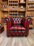 Chesterfield club fauteuil antiek rood leer, Huis en Inrichting, Fauteuils, Ophalen, Info@chesterfieldjunkie.nl, Gosem engelsstraat