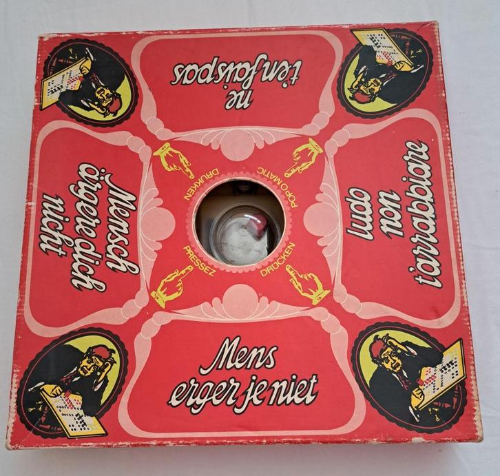 Vintage Mens Erger Je Niet - Pop-O-Matic, Hobby en Vrije tijd, Gezelschapsspellen | Bordspellen, Gebruikt, Drie of vier spelers