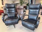 2 elektrische relax stoelen fauteuils leer op daaivoet, Verzenden, Zo goed als nieuw, Leer, Ruim 100 modellen in alle kleuren en maten