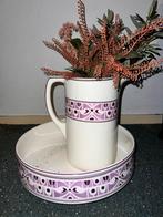 Vintage waskan en waterkan met paars motief, Antiek en Kunst, Antiek | Keramiek en Aardewerk, Ophalen