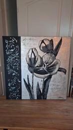 Schilderij met bloemen - 100x100 cm, Antiek en Kunst, Ophalen