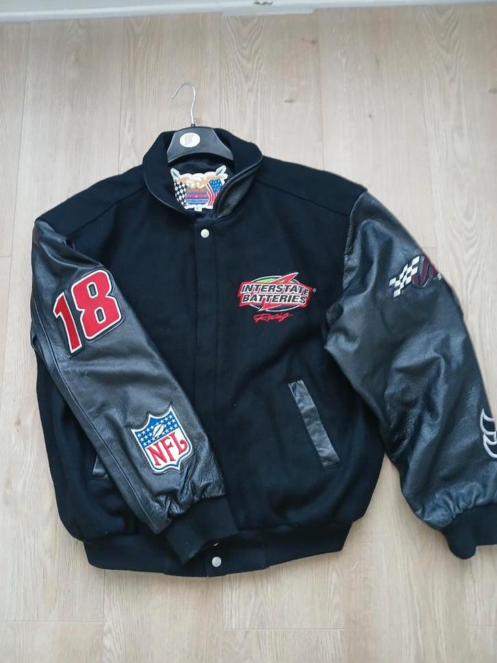 Jeff Hamilton varsity jacket vintage, Kleding | Heren, Jassen | Winter, Gedragen, Maat 52/54 (L), Zwart, Ophalen of Verzenden