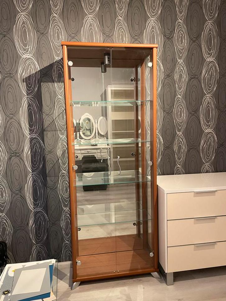 Glazen Vitrinekast, Huis en Inrichting, Kasten | Vitrinekasten, Gebruikt, 150 tot 200 cm, Minder dan 50 cm, 25 tot 50 cm, Met deur(en)
