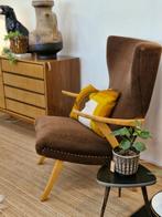 Vintage fauteuil bruin ribcord 70s, Ophalen, Gebruikt, ., Vintage