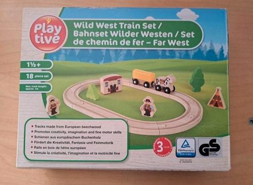 Houten wilde western treinbaan, Kinderen en Baby's, Speelgoed | Houten speelgoed, Nieuw, Overige typen, Ophalen of Verzenden