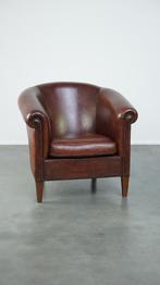 Schapenleren clubfauteuil in Engelse stijl met siernagels, Ophalen, Gebruikt, ., 75 tot 100 cm