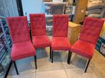 4 Rode eetkamerstoelen met gecapitonneerde rug, Ophalen, Gebruikt, Vier, Rood