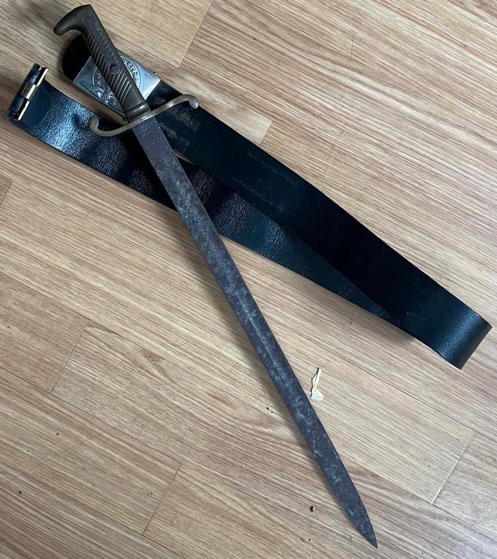 Duitse (Pruische)M1871 bajonet+Repro Koppelriem,Vliegerkruis, Verzamelen, Militaria | Algemeen, Landmacht, Mes of Dolk, Duitsland