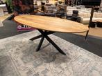 Eettafel Ovaal vlak blad Mango 210 Direct/Leverbaar E-7230, Huis en Inrichting, Tafels | Eettafels, #Eettafel#Verjongd#Ovaal#Mango#Vlak#Kruispoot