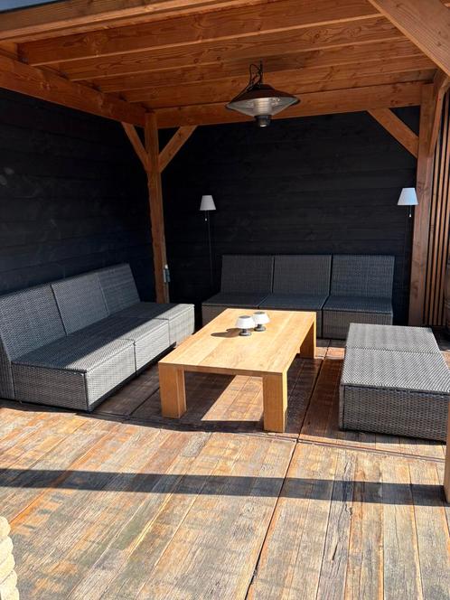 Loungeset 6-persoons antraciet wicker + kussenset, Tuin en Terras, Tuinsets en Loungesets, Zo goed als nieuw, Loungeset, Wicker