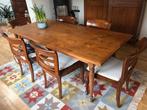 Massief teakhouten eetkamerstoelen en tafel, Huis en Inrichting, Stoelen, Ophalen, Gebruikt, Bruin, Vijf, Zes of meer stoelen