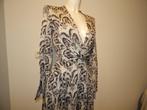 Cavalli stretch jurk vintage print zilveren glans deels IT44, Maat 38/40 (M), Overige kleuren, Verzenden, Zo goed als nieuw