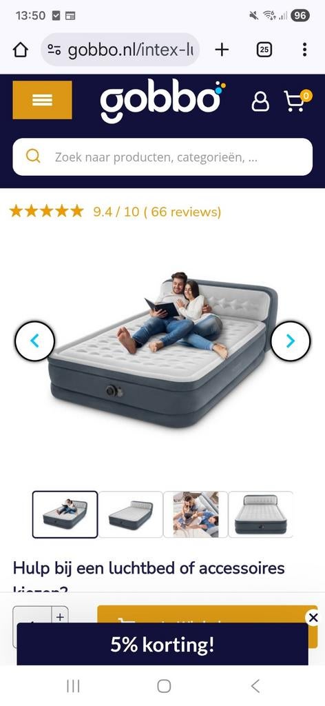 Intex Luchtbed Ultra Plus met Hoofdbord - Comfortabel!, Ophalen of Verzenden, Ingebouwde pomp, Nieuw, 2-persoons