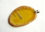 agaat XL gele schijf agate yellow mineraal edelsteen hanger, Overige voorstellingen, Geel, Ophalen of Verzenden, Zo goed als nieuw
