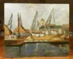 Havengezicht kade laden en lossen gesign. E.P.M., Antiek en Kunst, Kunst | Schilderijen | Klassiek, Ophalen