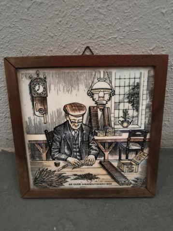 Vintage Tegeltableau De Oude Sigarenmaker 1900 beschikbaar voor biedingen