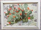 Cactussen in woestijn. Sign. Olie/paneel. Ca '20/'40. 60/45, Ophalen, Oorspronkelijke maker, Zo goed als nieuw, Schilderij