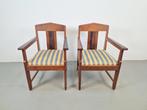 Set 2 art deco fauteuil amsterdamse school eiken ebben ’20, Twee, Art deco, Hout, Ophalen of Verzenden