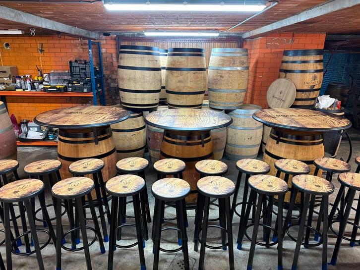 Statafels | logo | maatwerk | wijnvaten | bedrijfslogo, Huis en Inrichting, Tafels | Statafels, Zo goed als nieuw, Ophalen